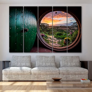 Hobbit Hole Canvas Tasche End Dekor Taschenend Wandkunst Film Kunst Spielzimmer Leinwand Hobbits Haus Druck Kinder Poster Kinderzimmer Dekor Mädchenzimmer Druck
