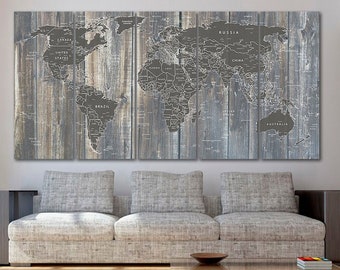 Lienzo del mapa del mundo Decoración del mapa del mundo Mapa del mundo Mapa del mundo Grande Arte de viaje Arte de pared extra grande Empujar pin mapa lienzo de viaje Póster de viaje Empujar pin lienzo Mapa del mundo