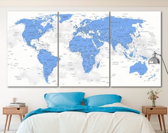 World Map Canvas Art: Large Push Pin Travel Decor