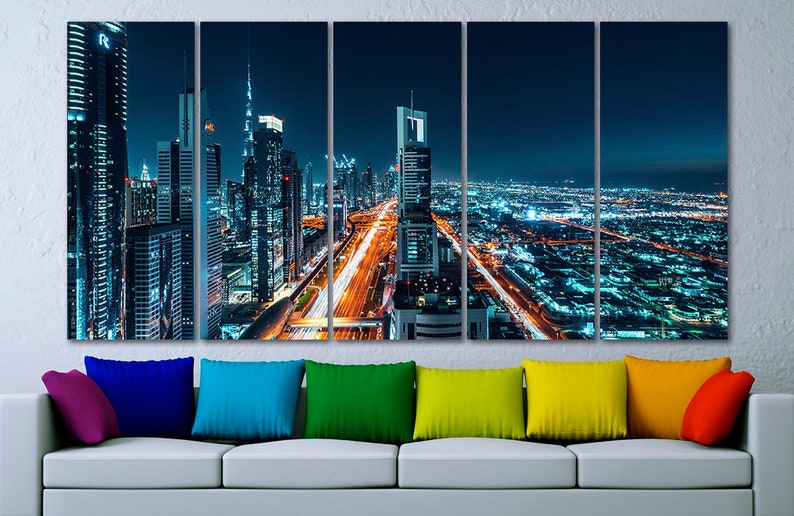 Dubai canvas Street map print Dubai wall art UAE art decor | Etsy
