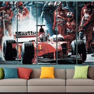 Formula 1 Canvas Grand Prix 2021 Decor Pit Stop Poster F1 Extra Large Wall Art Ferrari Car Engine Racing Car Art Framed Construction Canvas