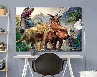 Dinosaur Canvas Art Print: Jurassic Nursery Decor
