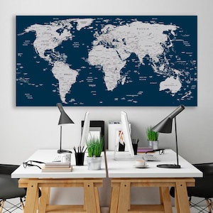 Weltkarte Leinwand Dekor Extra Große gerahmte Leinwand Reise Kunst Push Pin Karte Leinwand Extra Große Wand Kunst Reise Poster Push Pin Leinwand Weltkarte
