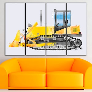 Bulldozer Canvas Print Kids work vehicles Engine Nursery art Crawler bulldozer Childrens wall art Transport vehicles Construction truck