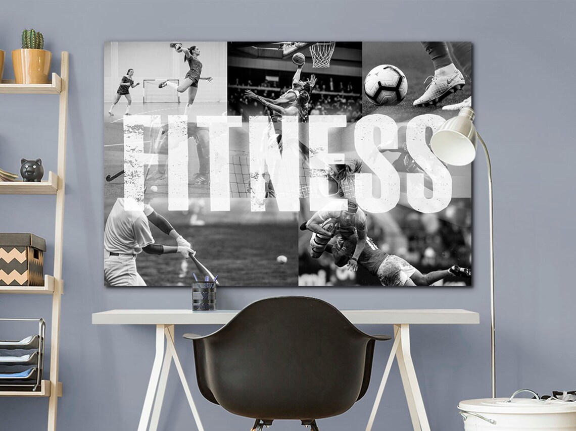 Gym home decor canvas Gym design art Workout motivation Sport Etsy