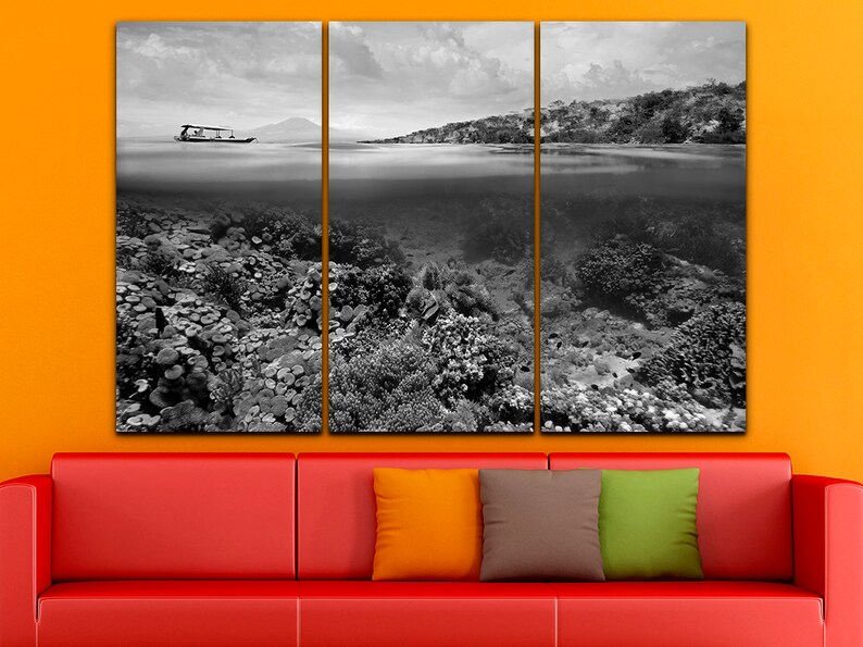 Coral canvas Coral wall art Sea canvas Tropical print Beach poster Nature decor Seaweed art Under the sea canvas Beach print Gift for wife