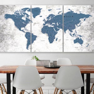 Weltkarte auf SPANISCH Weltkarte Leinwand Mapa del mundo en español Große Weltkarte Reise Kunst Druck Pin Karte Leinwand Extra große Wandkunst Reisen