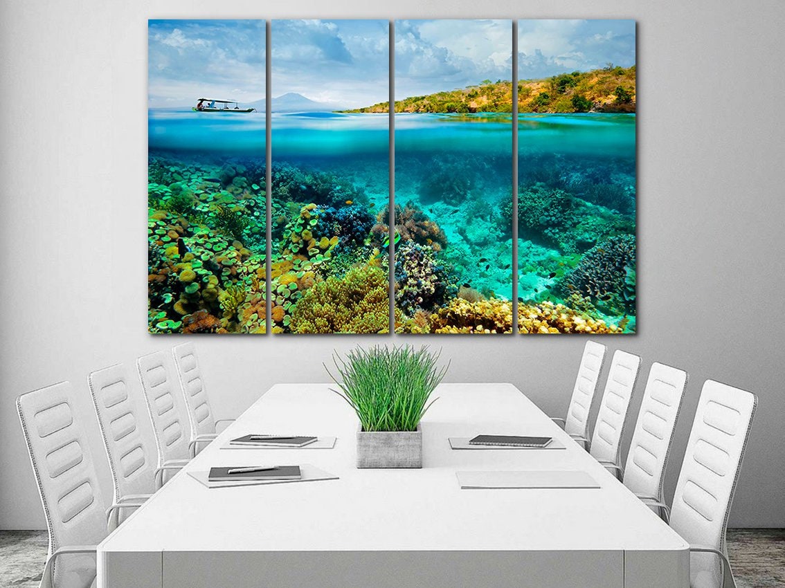 Coral canvas Coral wall art Sea canvas Tropical print Beach Etsy