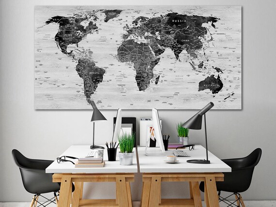 Wallart World map decor interior design World Map Canvas Home decor Wall art gift idea World Map Large Canvas World Map Canvas Print