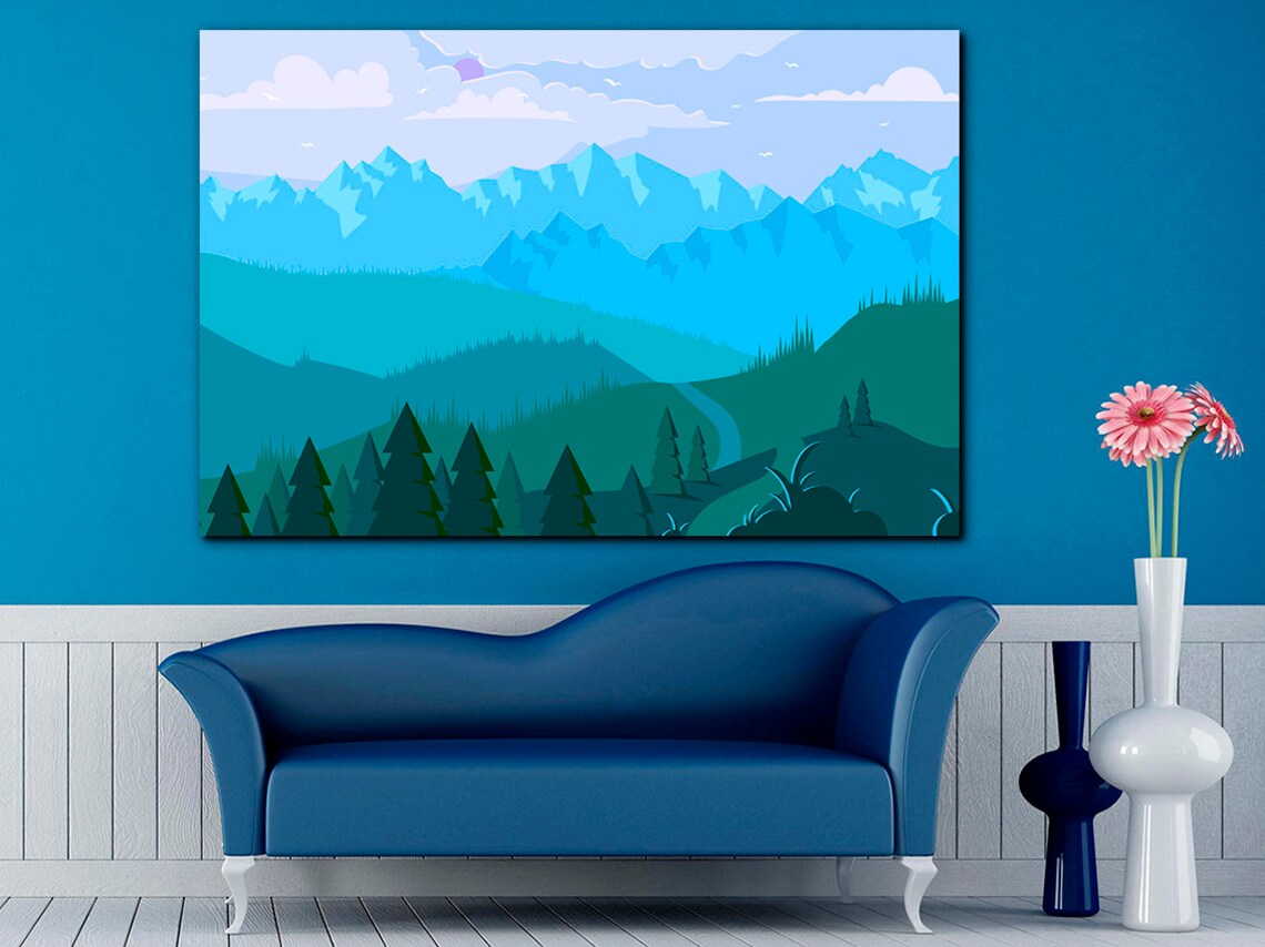 Scandinavian style canvas Abstract decor Mountain wall art | Etsy
