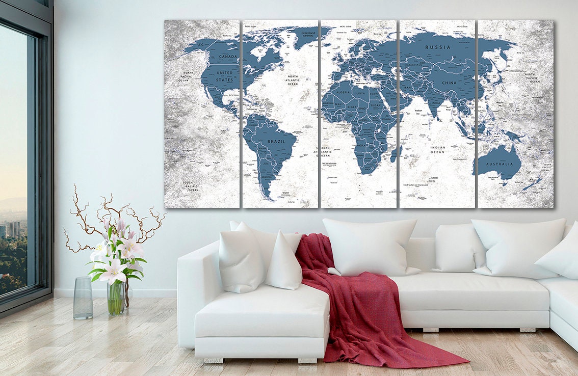 World Map Canvas World Map Decor Large World Map Travel