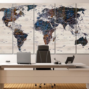 Grote wereldkaart canvas hout kaart decor wereldkaart reiskunst push pin kaart canvas extra grote muur kunst reisposter ingelijst canvas wereldkaart