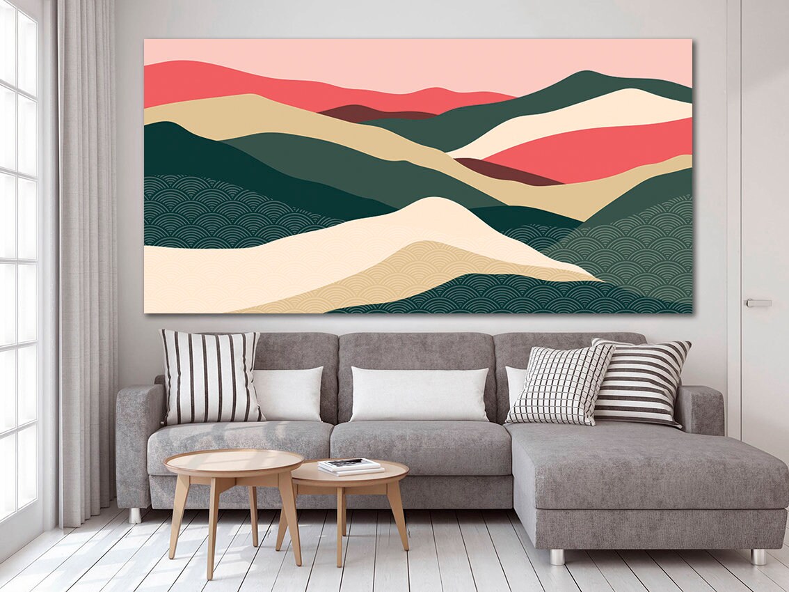 Boho Style Canvas Bohemian Decor Mountain Wall Art Scandi Etsy UK