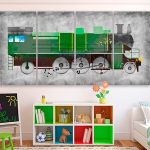 Trein canvas Vintage spoorweg kunst aan de muur Kids speelkamer Vintage trein decor Trein kunst aan de muur Jongen kinderkamer decor Motor canvas Kid poster Cadeau idee