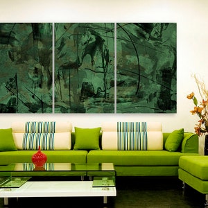 Modern Green Canvas Concrete Abstract Luxury Canvas Green Minimalist Wall Art Green Grey Wall Decor Print Extra large wall art House Decor