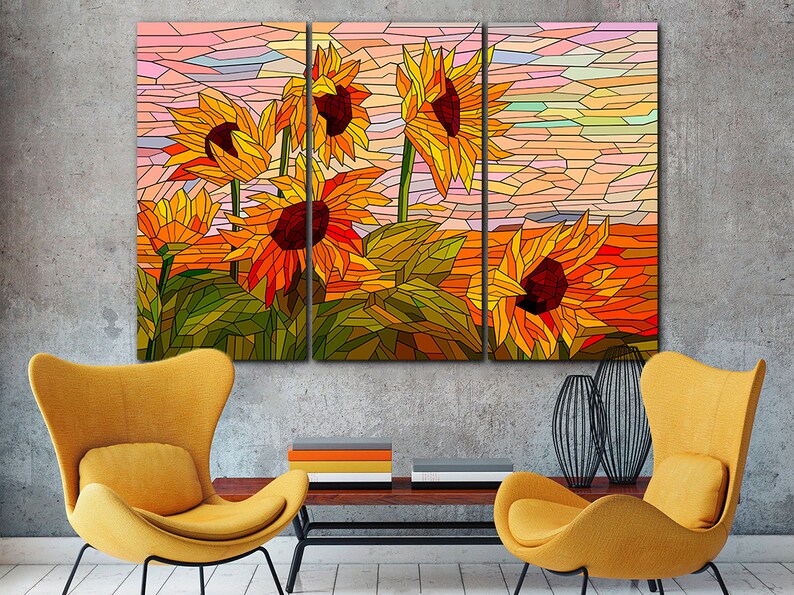 Sunflowers Mosaic Canvas Flower Mosaic Decor Mosaic Sunflowers Art Nursery Decor Mosaic Wall Art Flowers Art Prints Abstract Nursery Decor Letterpress Prints Art Collectibles Fontane Physio De