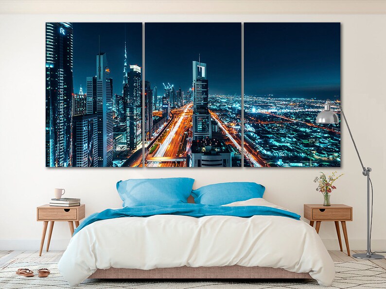 Dubai canvas Street map print Dubai wall art UAE art decor Etsy