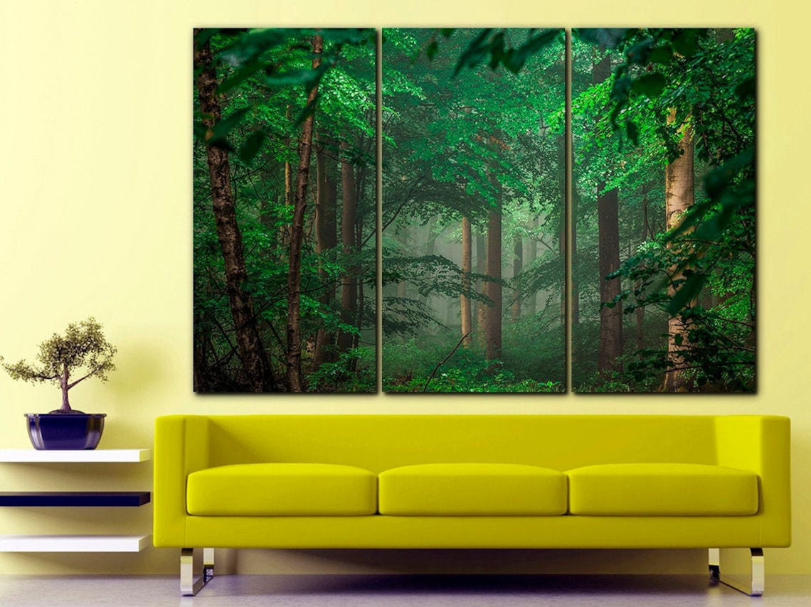Foggy forest canvas Forest wall art Nature canvas Landscape Etsy