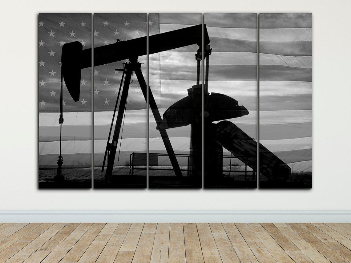 Oil drilling canvas Oil derrick decor Engine wall art Truck Etsy