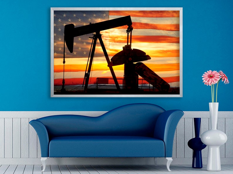 Oil Drilling Canvas Oil Derrick Decor Engine Wall Art Engine Etsy