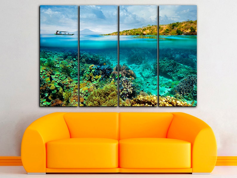Coral canvas Coral wall art Sea canvas Tropical print Beach poster Nature decor Seaweed art Under the sea canvas Beach print Gift for wife