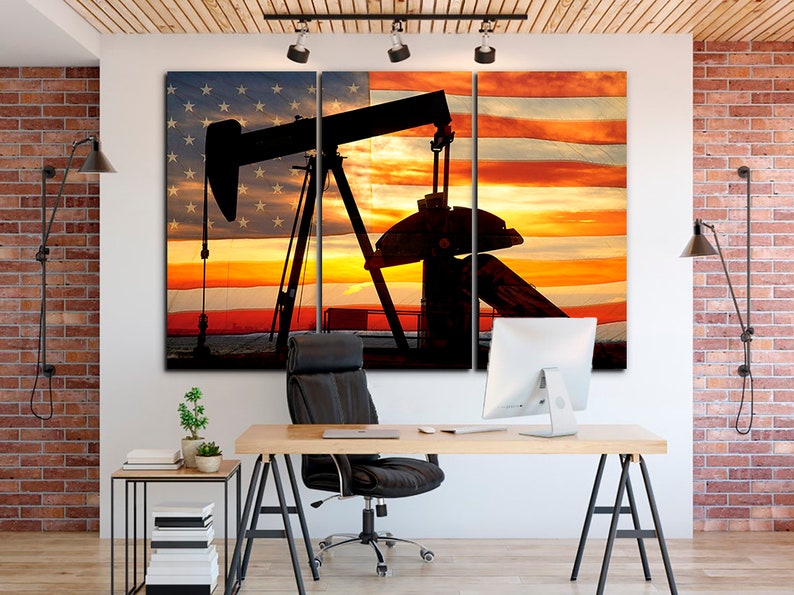 Oil Drilling Canvas Oil Derrick Decor Engine Wall Art Engine Etsy