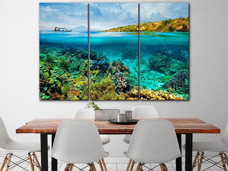 Coral canvas Coral wall art Sea canvas Tropical print Beach poster Nature decor Seaweed art Under the sea canvas Beach print Gift for wife