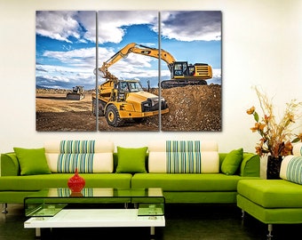 Caterpillar Tractor Canvas Art: Construction Truck Decor, Farm Equipment