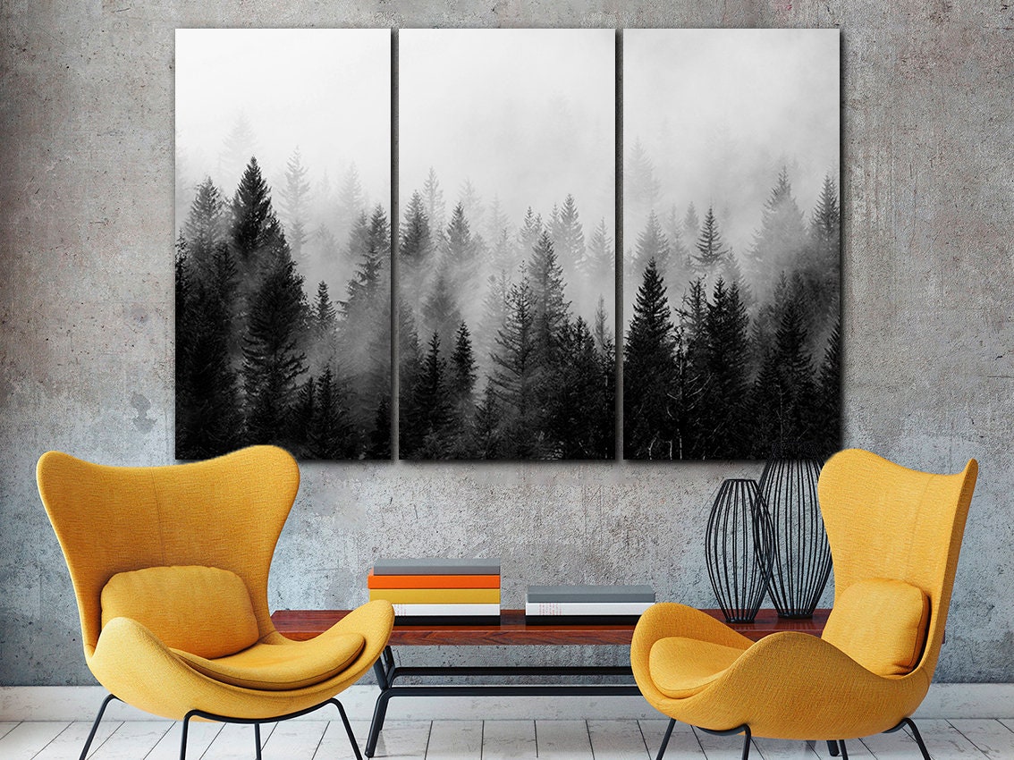 Foggy Forest Canvas Forest Wall Art Nature Landscape Print Canvas Decor Tree Woodland Print