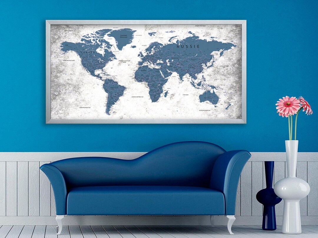 World Map In FRENCH World Map Canvas Carte Du Monde En Etsy World map in french world map canvas carte du monde en etsy