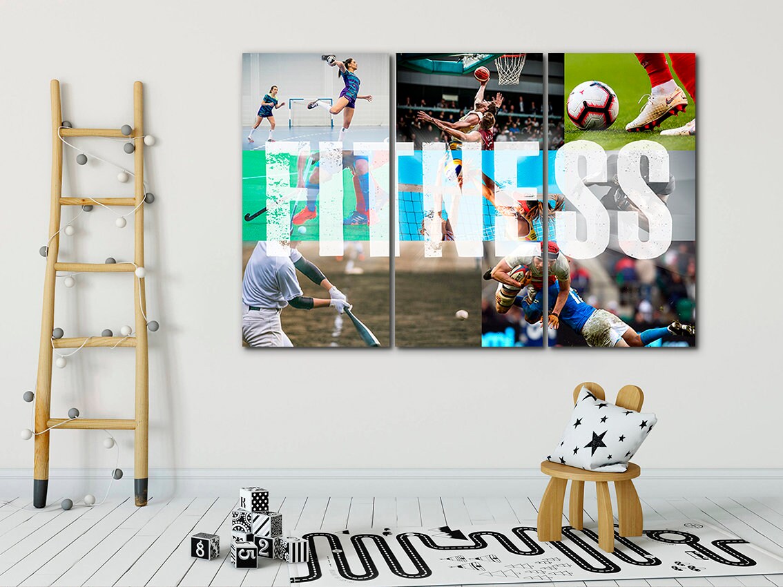 Gym home decor canvas Gym design art Workout motivation Sport Etsy