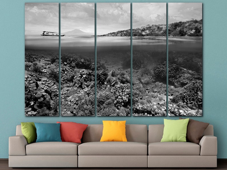 Coral canvas Coral wall art Sea canvas Tropical print Beach poster Nature decor Seaweed art Under the sea canvas Beach print Gift for wife