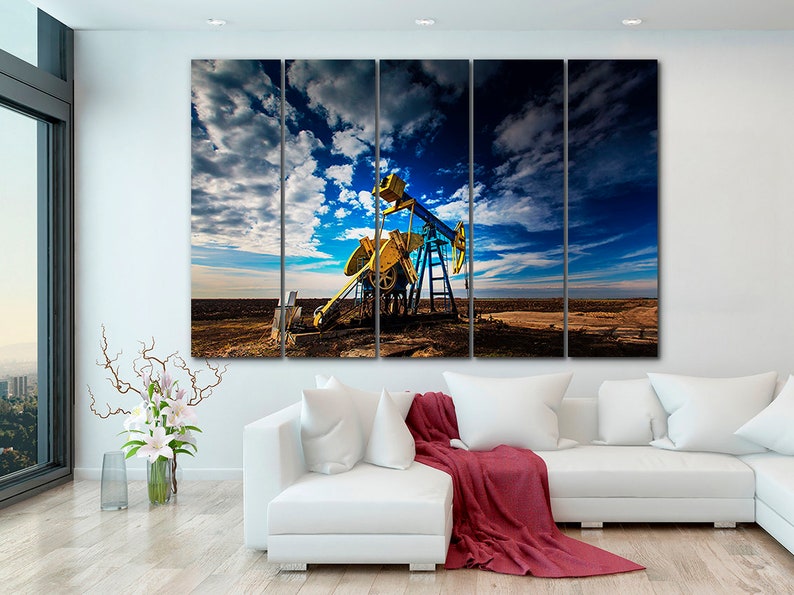 Oil Drilling Canvas Oil Derrick Decor Engine Wall Art Truck Etsy