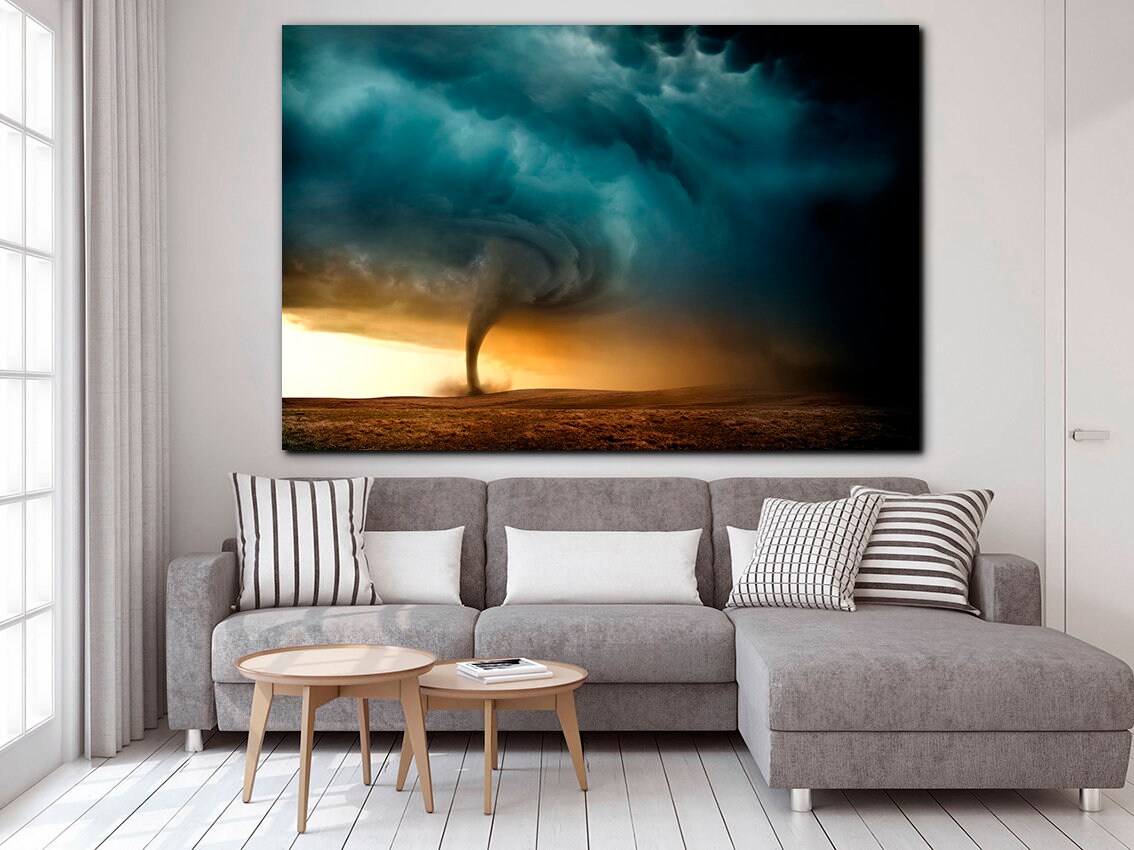 Tornado canvas Storm wall art Rain canvas Landscape print Etsy