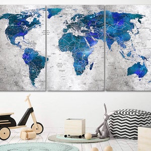 World map canvas World map decor Large world map Travel art Push pin map canvas Extra large wall art Travel poster Push pin canvas World map