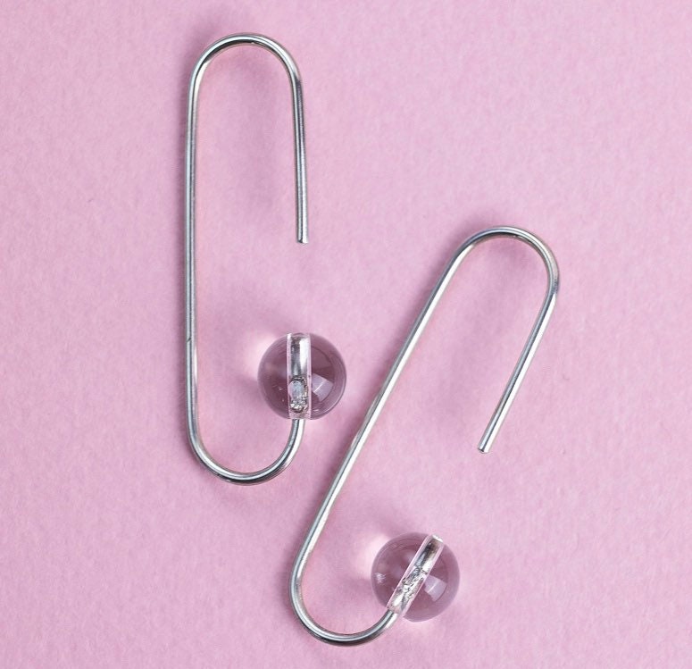 Sterling silver earrings paperclips. Staple earrings. Earrings Etsy