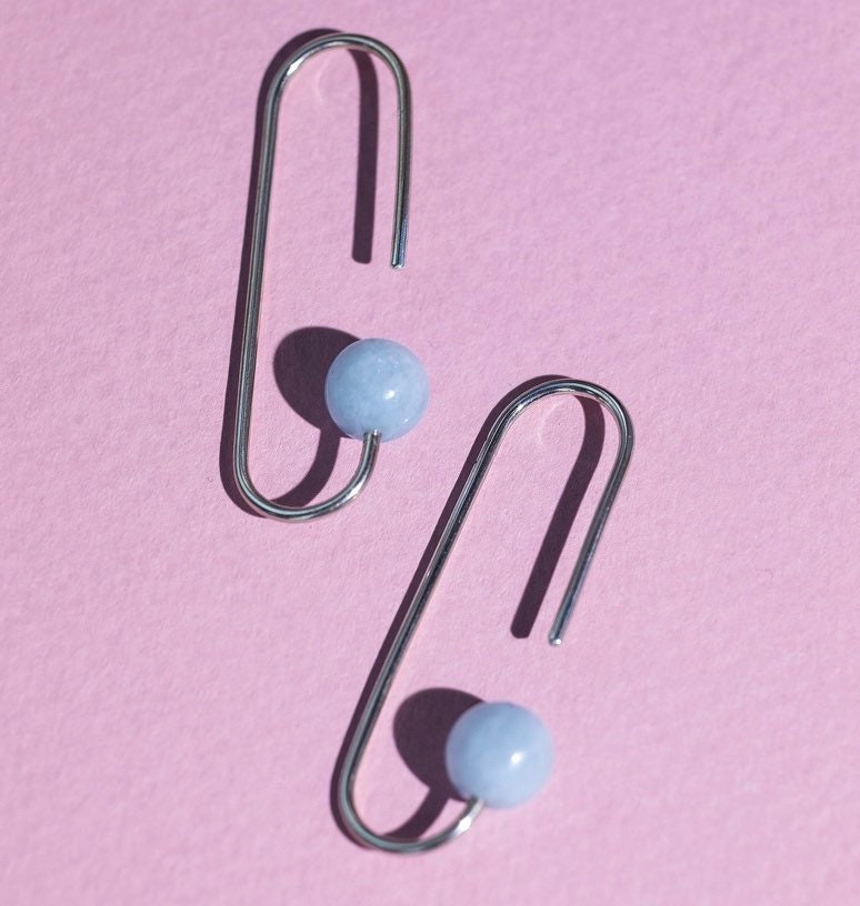 Sterling silver earrings paperclips. Staple earrings. Earrings Etsy