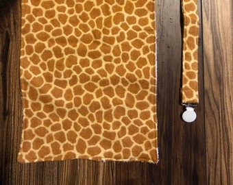 Giraffe Burp Cloth & Paci Clip Set