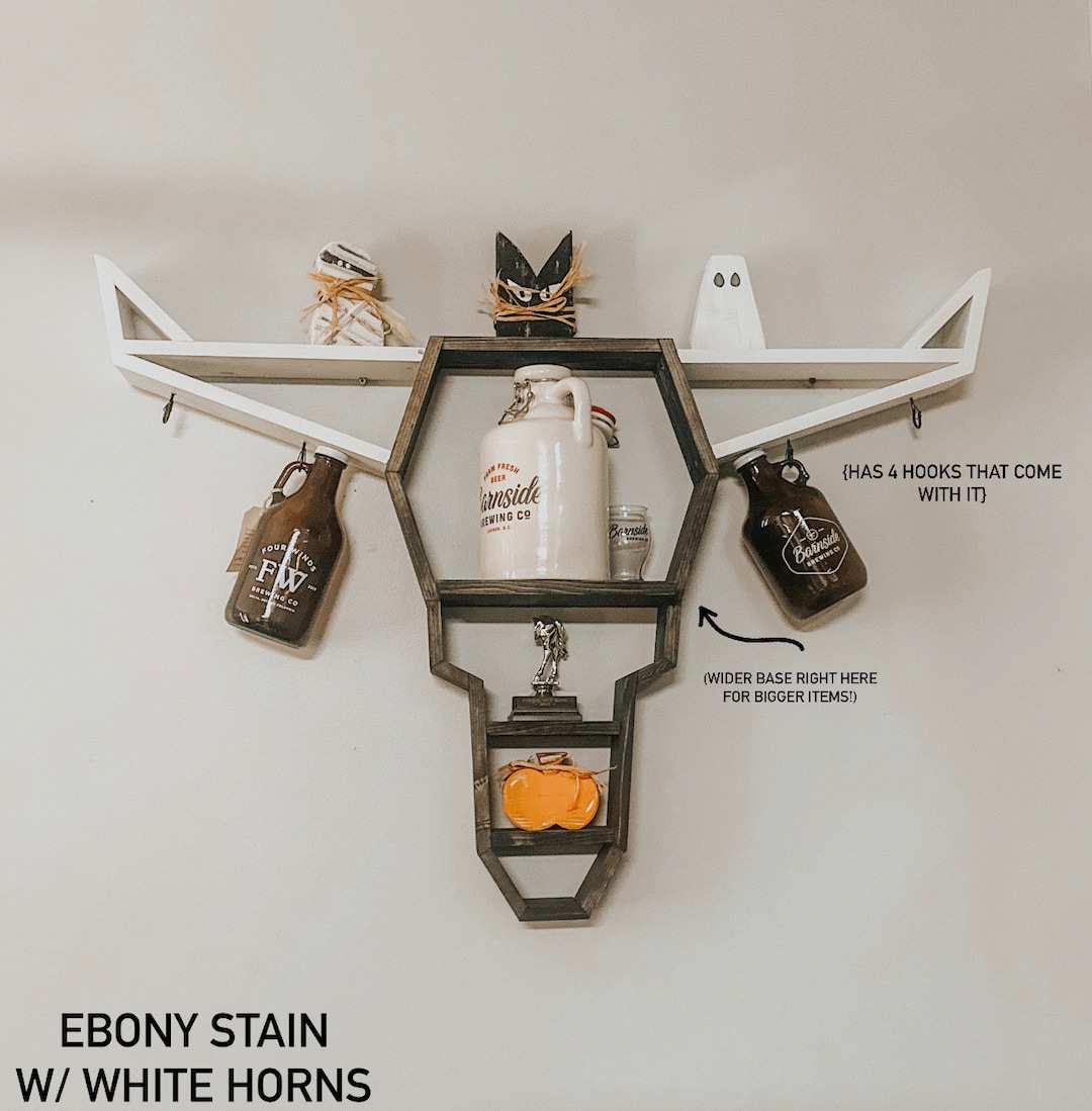 Bovine Art, Floating Shelf, Western Art, Cow Art, Growler Shelf, Beer