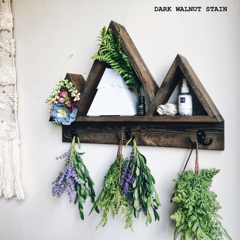 Coat Rack Key Holder Mountain Shelf Front Entryway Boho Etsy