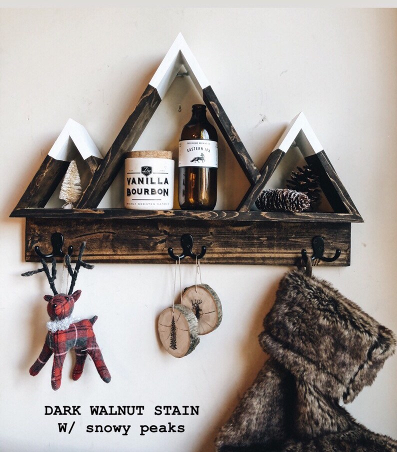 Coat Rack Key Holder Mountain Shelf Front Entryway Boho Etsy