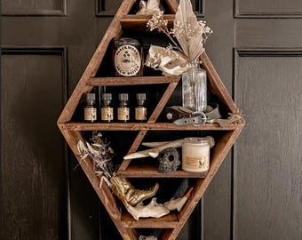 Handmade Triangle Wood Shelf, Boho Wall Decor