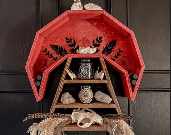 Laser Cut Mushroom Shelf, Whimsical Wall Art, Cottagecore Decor, Essential Oil Storage, Crystal Display