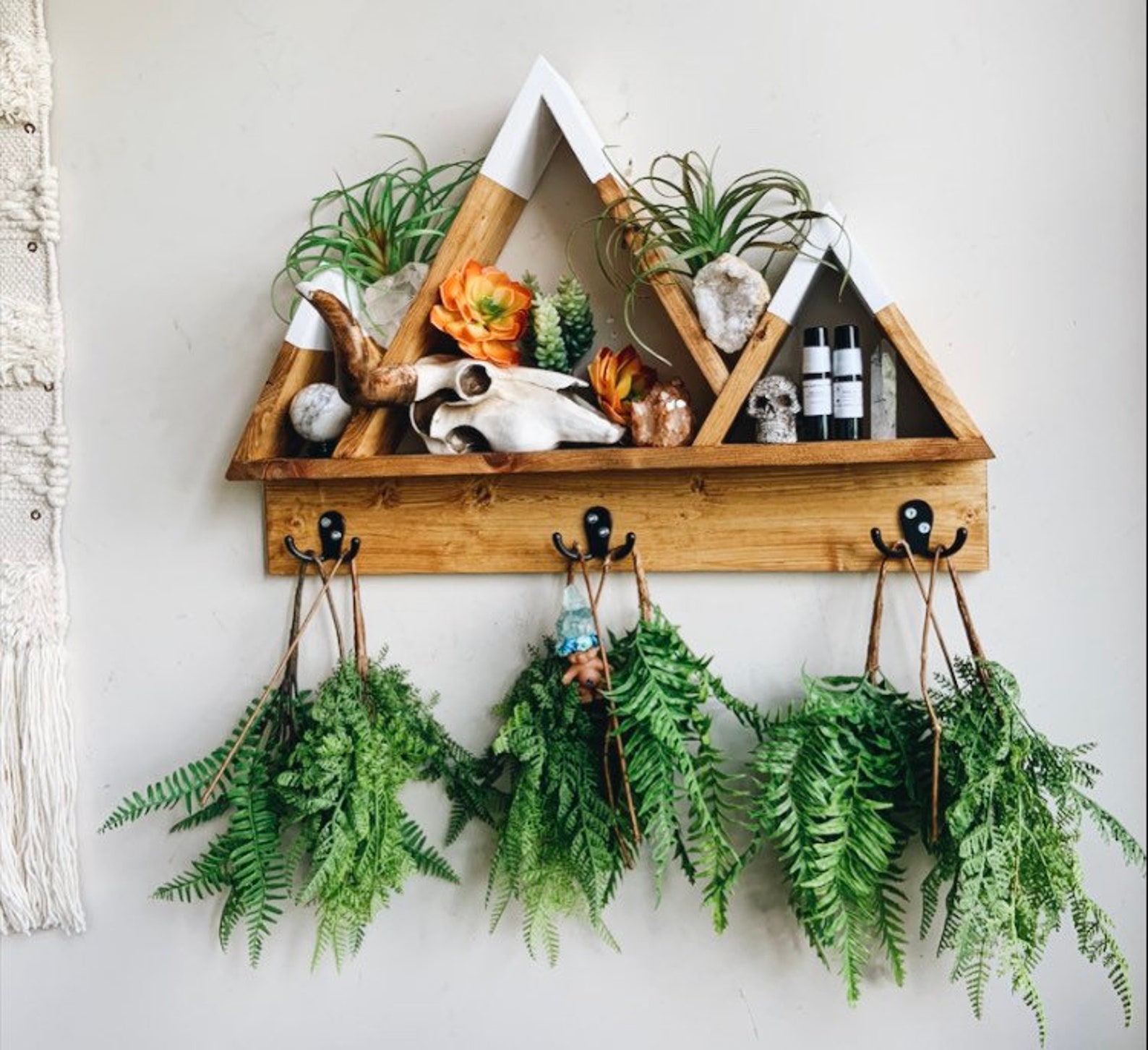 Coat Rack Key Holder Mountain Shelf Front Entryway Boho Etsy