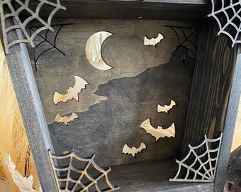 Coffin Shelf, Halloween Decor, Witchy Things, Wicca, Bat Decor