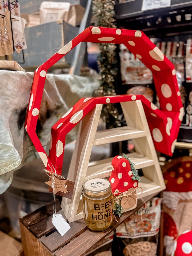 Handmade Mushroom Shelf, Cottagecore Decor, Crystal & Essential Oil Display image 5
