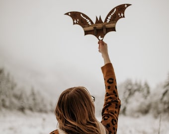 Handmade Wooden Bat Shelf, Spooky Halloween Decor