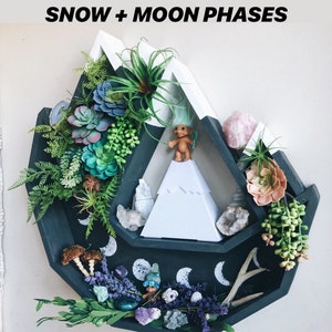 Mountain Moon Shelf, Essential Oil Display, Crystal Holder, Witchy Decor charcoal grey