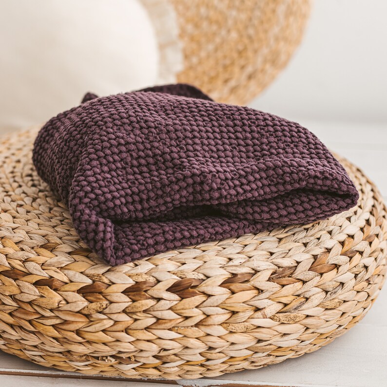 Linen Baby Blanket Throw in Dark Purple Unisex Baby Shower ...