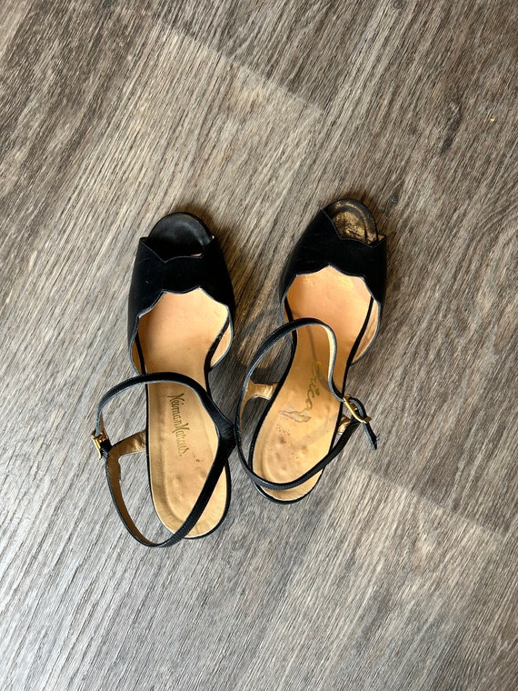 Vintage Neiman Marcus Navy Leather Heeled Sandals… - image 4
